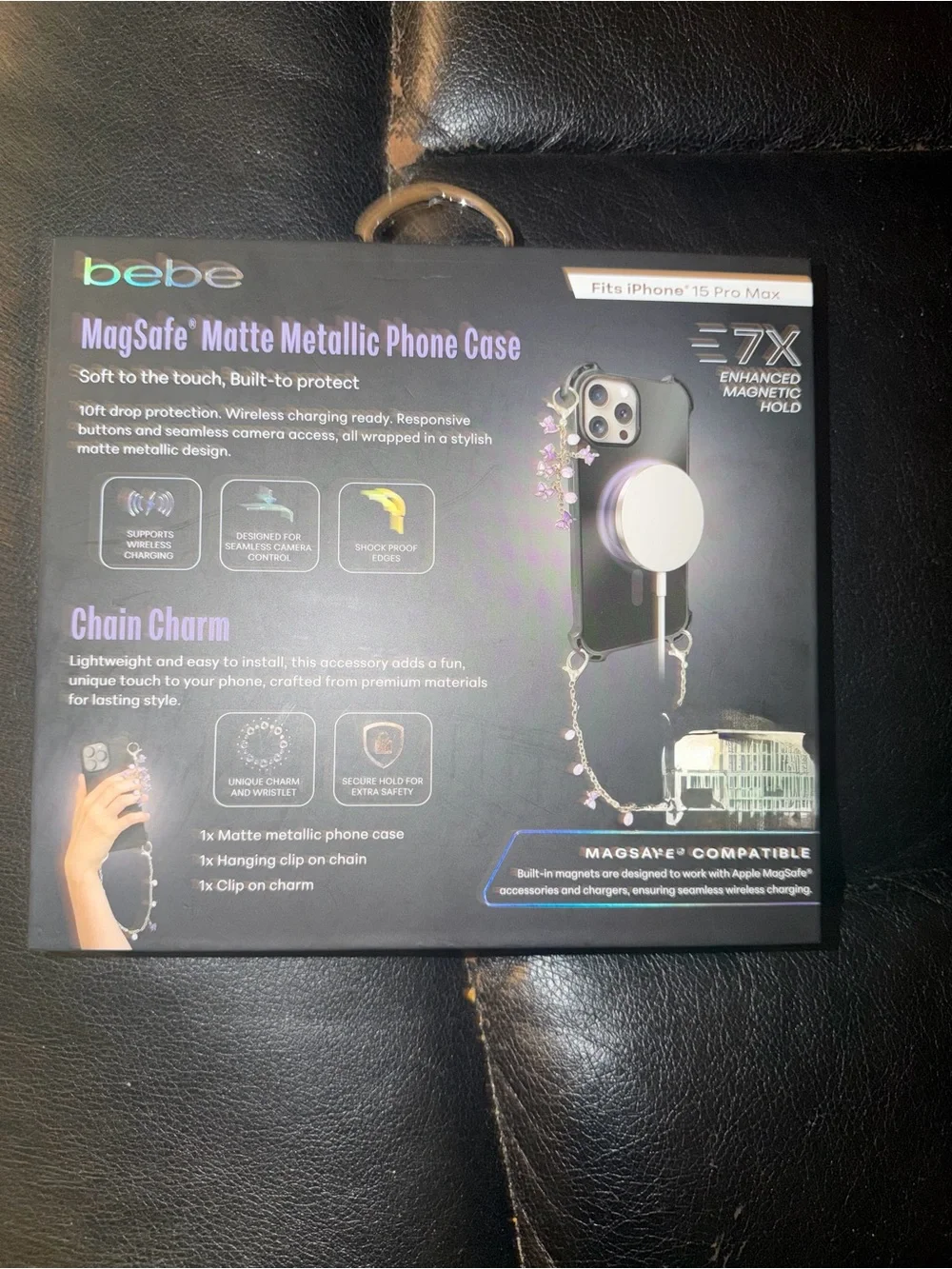 bebe MagSafe Matte Metallic Phone Case & Charm Set - Lavender and Gold Accents